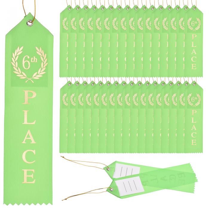 PATIKIL アワードリボン 36個6位賞メダルリボン イベントカード＆ロープ付き スポーツイベント 競技 チャレンジ 賞 装飾用 緑