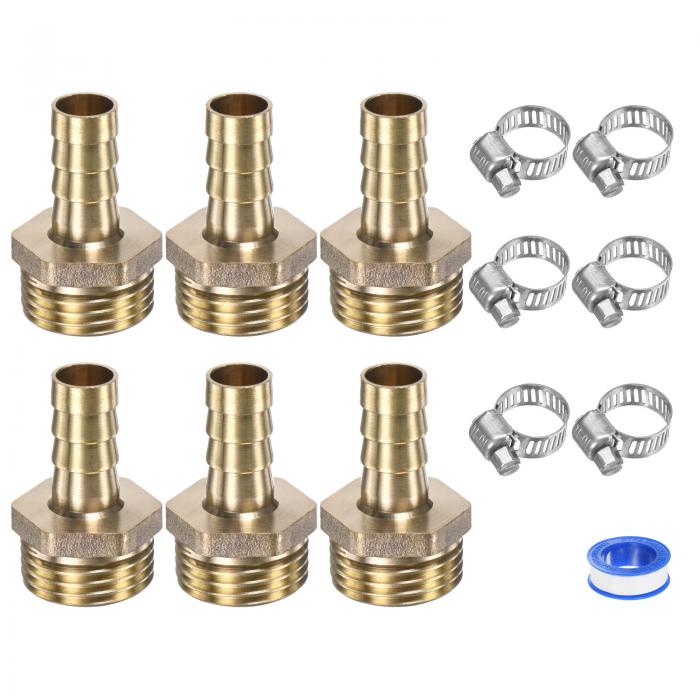M METERXITY 6パックの真鍮ホースバーブフィッティング 10mm x G1/2メスカップルホースコネクター ステ..