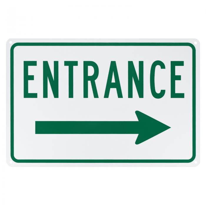 M METERXITY 1-パック 右矢印入口サイン 14x10" アルミ反射型入場サイン 錆びにくい 防水入口サイン ビ..