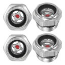 M METERXITY 4パック エアコンプレッサーオイルサイトグラス M18 x 1.5mm強化ガラス リークなし 六角オイル液位計フィッティング エアコンプレッサー/ポンプ/タンクサイトプラグウィンドウ用 Oリング付き