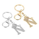 PATIKIL イニシャルレターキーチェーン 2個 レターNクラウンデザ