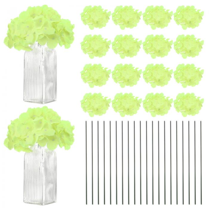 M METERXITY 40パック シルクアジサイ 花 40本 茎付き 人工 花 花 頭 ホームデコレーション/ウェディン..