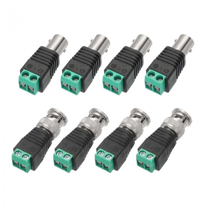PATIKIL BNC オス バラン コネクタ 4ペア 同軸 Cat5 から BNC オス コネクタ BNC から 2 ネジ カメラ ターミナル オス アダプタ CC TV 監視 カメラ システム用 黒/グリ ーン