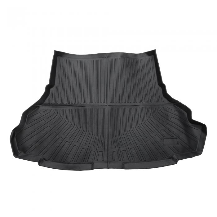 REPAIROCK フォードに対応マスタング2015-2024用のブラックTPE 1 Pcフラットフェイスストライプパターンリアアンチスリップカーゴライナートランクマットトランクカーゴラゲッジブートトレイマット