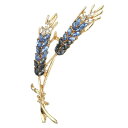 PATIKIL ラインストーン小麦耳ブローチピン ファッションクリス タルフラ ック小麦の耳の花ブローチピン 女性用スーツ服装ドレスブーケコート帽子用 ブルー