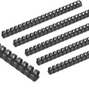 PATIKIL 22mm (7/8") プラスチック製バインディングコム 50個 21リング コンビニエンスバインディングス パイン 190枚収容 レターサイズ 紙束 ノート カレンダー 写真アルバム ブ ラッ ク