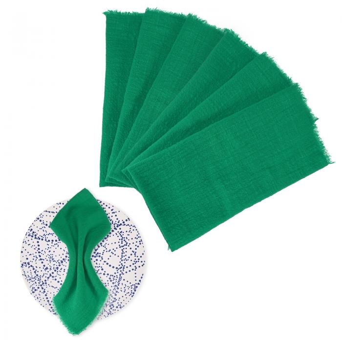 M METERXITY 6パックの布ナプ キン 17" x 17"( 縦 x 横 ) コ ットンリネン製のフリンジ付き秋のナプ キ..