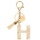 PATIKIL アルファベットイニシャルレターキーチェーン レジン製かわいいキーチェーン タッセルハートレターHペンダント装飾 女性用キーパースハンドバッグバッ...