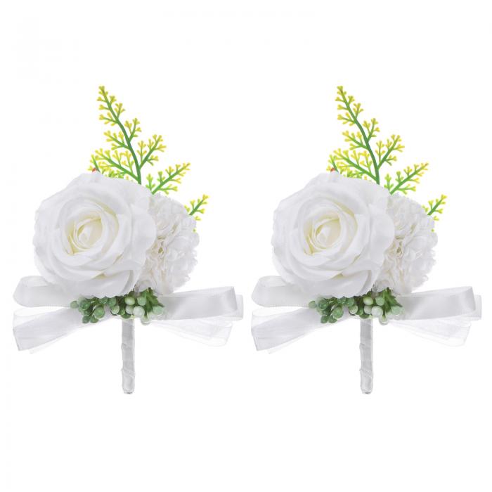 M METERXITY 2パックのメンズ用ブートニア ウェディング 記念日 フォーマルパーティー用の人工バラのブートニア メンズ用のピン付きポケットブートニア[...