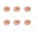 PATIKIL 花のブートニアピン、6個手作りカメリアラペ ルピン、男性女性スーツウェディング卒業記念日ブローチアクセサリー、ライトピンク
