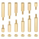 PATIKIL M2+3 mm スタンドオフスクリュー、120個 メス-オス ヘックス真鍮 PCB スタンドオフ スペーサースクリューナット アソートメントキット PCB コンピュータ回路基板用、ゴー ルデンデン