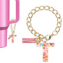 PATIKIL スタンレータンブ ラーカップ用のレターチャ ーム スタンレータンブ ラーハンドルキーチェーン用のかわいいイニシャルtチャ ームアクセサリー 女性...