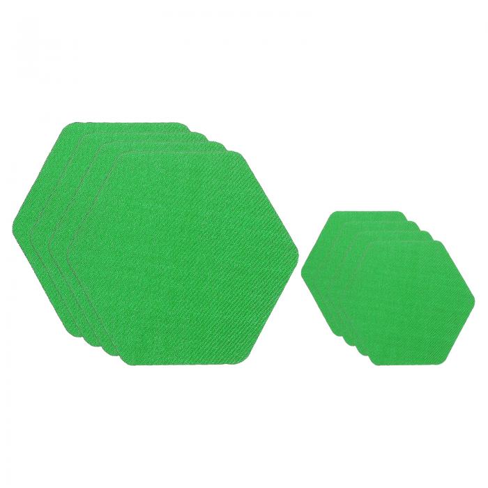 PATIKIL ナイロン補修パッチ 2.5"x2.5" / 1.5"x1.5" 8パック ダウンジャケットパッチ ヘックス形状 生地補修テープ 衣類 ジャケット テント バッグ アウトドアギア 修理用 緑