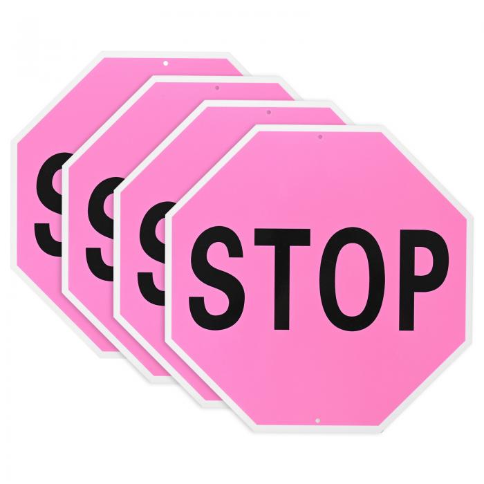 M METERXITY 4パック ストップサイン 18x18" アルミ反射式ストリートスローワーニングサイン 錆びにく..