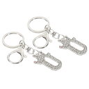 PATIKIL イニシャルレターキーチェーン 2個 レターUクラウンデザ