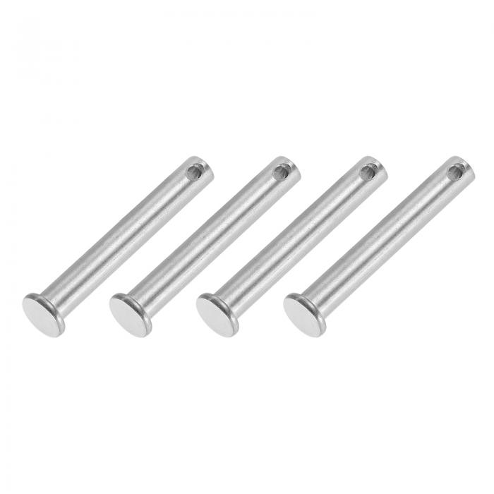 PATIKIL 8 x 55 mm シングルホールクレビスピン 4個304ステンレススチールフラットヘッドピン ヒッチピンロックリンクヒンジシステム用 シルバー