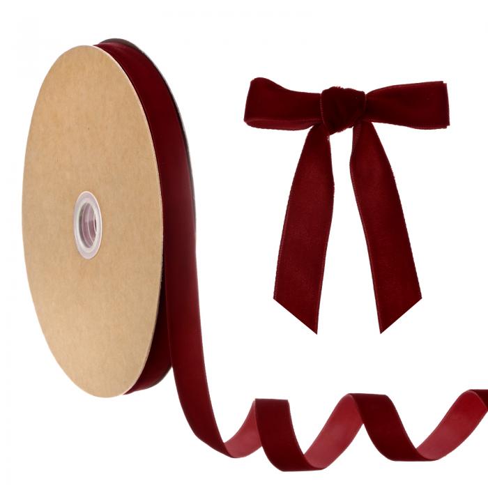 M METERXITY 薄いベルベットリボン 5/8" 25ヤード シングルサイド クリスマスリボン クリスマスツリー/..