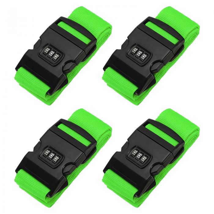 PATIKIL 荷物用ストラップ 4個セットのスーツケース用ストラップ 組み合わせロック付きの調節可能な荷物ベルト 旅行用にTSA承認済み 緑(3)