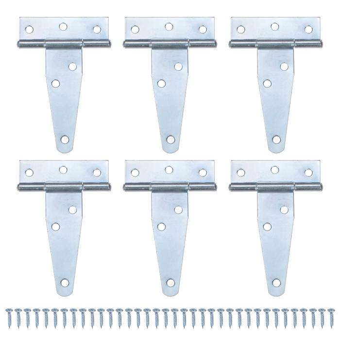 M METERXITY 6個入りのアイアンTストラップシェッドドアヒンジ 3 "の納屋のドアゲートヒンジ 木製フェンス/ヤード/納屋のためのヒンジ付きワイヤードハードウェア[ホワイト]