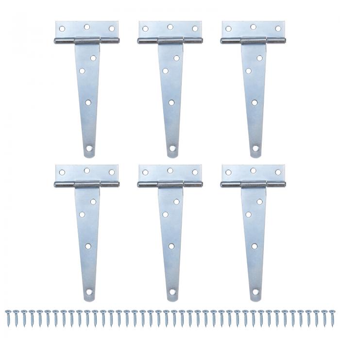M METERXITY 6パックのアイアンTストラップシェッドドアヒンジ 5 "のバーンドアゲートヒンジ 木製フェンス/ヤード/納屋のためのヒンジ付きワライトハードウェア（ネジ付き）