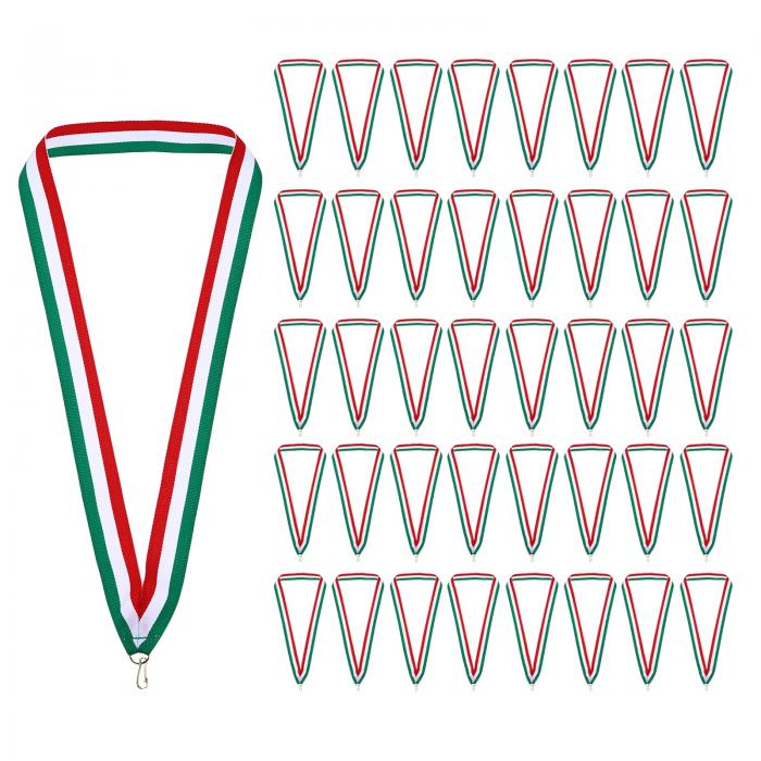 PATIKIL スナップクリップ付きのアワードネックリボン、100個入りのポリエステルメダルランヤード、競技成績スポーツパーティー用のブ ランクアワードリボン、グリ ーン/ホワイト/レッド