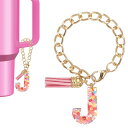 PATIKIL スタンレータンブ ラーカップ用のレターチャ ーム スタンレータンブ ラーハンドルキーチェーン用のかわいいイニシャルJチャ ームアクセサリー 女性...