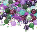 PATIKIL 2-8mm アソーテッドガラス樹脂ビーズ クラック入り砂利丸ビーズ小さなヨーロピアンスペーサーシードビーズ混合バルク 宝石メイキングDIYブレス...