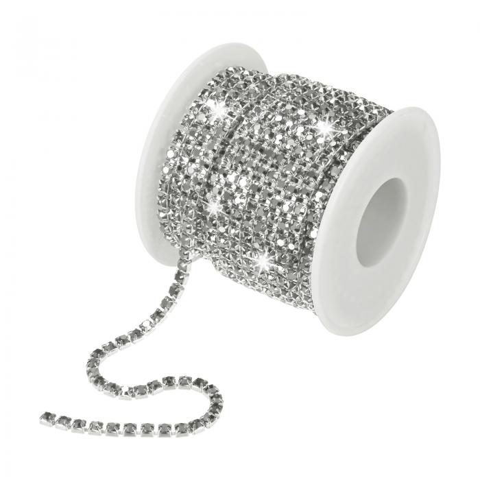 M METERXITY 水晶ラインストーンクローズチェーン 4 mm 10ヤードシングルロートリミングクローチェーン..