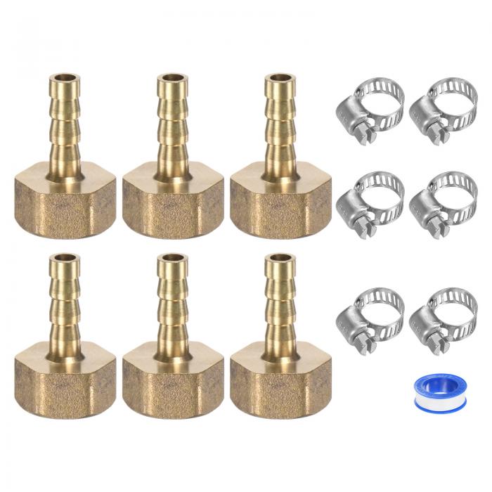 M METERXITY 6パックの真鍮ホースバーブフィッティング 6mm x G3/8女性アダプターホースコネクター ス..