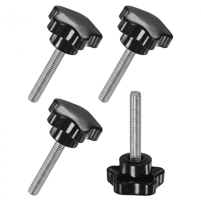 M METERXITY 4個入り スタークランピングノブ 機械/電子機器/家具/傘ベース用 M6x35mmメススレッド手締めネジ 機械ハンドル交換【ステンレス鋼 黒】