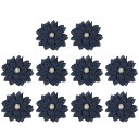 PATIKIL 2.4" ファ ブリックブローチフラワー、ブローチピン用10個のファ ブリックフラワー、ヘッドバンド装飾用パール付きのDIYクラフトウェディングデコレーション、ネイビーブルー