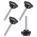 M METERXITY 4個入りスタークランピングノブ 機械/電子機器/家具/傘ベース用 M8x60mmメススレッド手締めネジ マシンハンドル交換[39mm 黒...