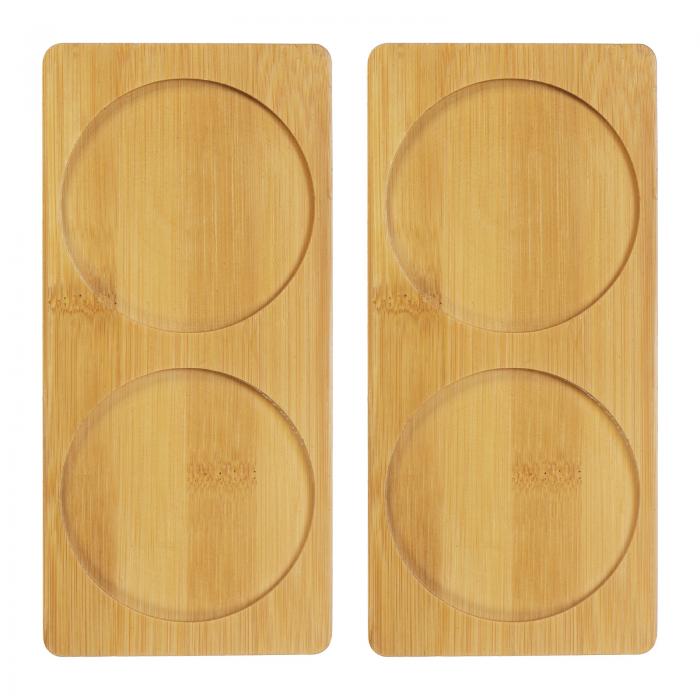 M METERXITY 2パックの竹製植木鉢受け、植木鉢受け 矩形 竹製 花皿 植木鉢/多肉植物用、プランター鉢受..