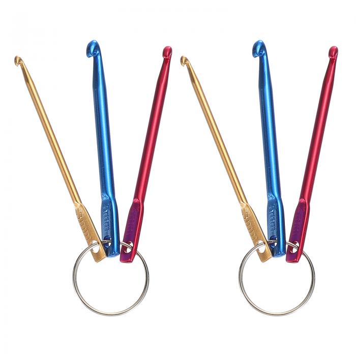 PATIKIL クロシェ編みフックセット 6個カラーショートクロシェフックセットエルゴノミックニットフックキットクロシェ糸クラフト手始めDIY用品 マルチカラー