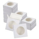 PATIKIL 紙石鹸ボックス 12個3.1" x 1.2" x 3.5" クラフトスクエアペーパーボックス ハンドメイド石鹸ボックス ラウンドクリアウィンドウ付き ベーカリー キャンディ 石鹸作り 誕生日 クリスマス DIY クラフト ホワイト