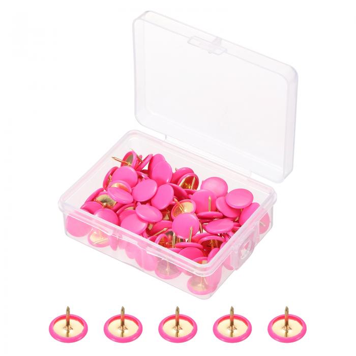 PATIKIL 丸いプッシュピン 200個 サムタックスプラスチック装飾ピン コルクボード 写真 DIY用 家庭 オフィス ローズレッド