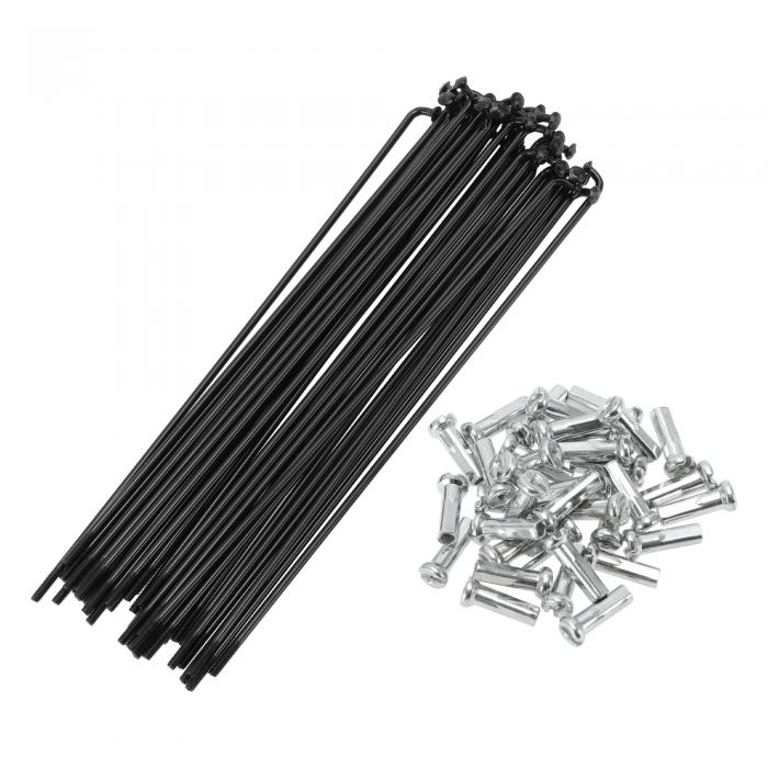 Motoforti ユニバーサル自転車スポーク自転車ホイールスポーク14G 143-mm長さ炭素鋼黒1セット