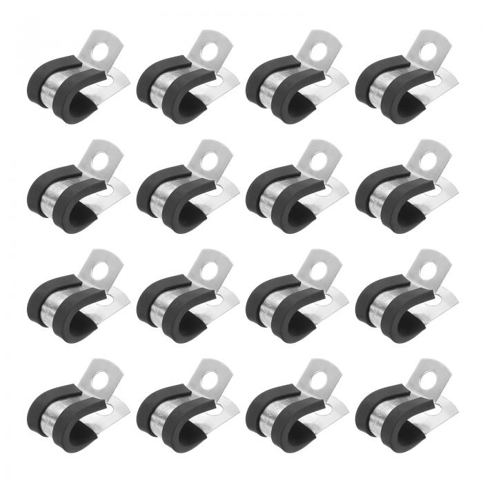 PATIKIL 3/8インチケーブルクランプ 16個306ステンレススチールラバークッション絶縁パイプ金属クラン..