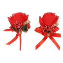 PATIKIL バラの花のリストコサージュとブートニアセット 人工バラの花嫁のリストコサージュブートニア花嫁コサージュ付きキャップ ウェディングパーティーセレモ...