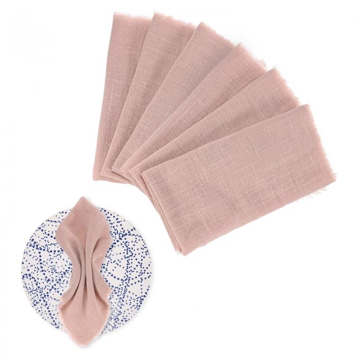 M METERXITY 6パックの布ナプ キン 17" x 17"( 縦 x 横 ) コ ットンリネン製のフリンジ付き秋のナプ キ..