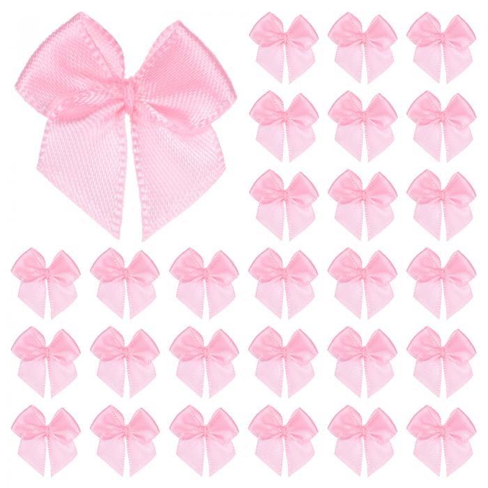 M METERXITY 50パックミニクラフトリボンボウ1x1インチチェック生地サテンリボンボウブティッククラフトDIY/トリートバッグ/ヘアボウソーイング/ウェディング/バースデー/パーティー/クリスマス[ピンク]