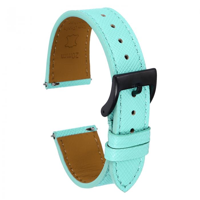 uxcell 本物のレザー製時計バンド20mm クイックリリース交換用時計ストラップ ステンレススチールの黒バックル付き 男性 女性用 緑