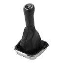 Partuto 2014-2017年用Volk-swa-genに対応ポロ用のプラスチック製フェイクレザーブラックの6速マニュアルギアシフトノブとカバー-1個