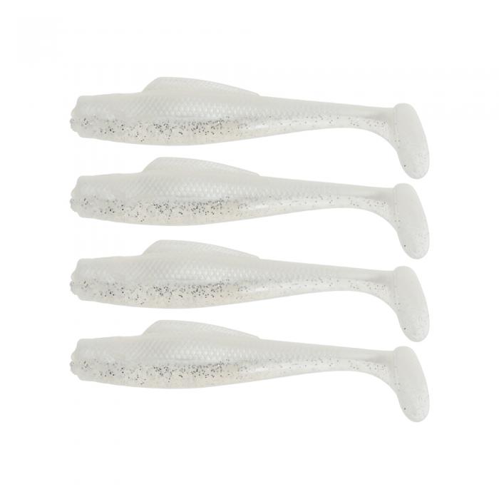 CAPASTEC ワーム　ワームセット シャッドテールワーム ソフトルアー バス釣り シーバス ルアー 海水と淡水用 10cm 透明白 4個