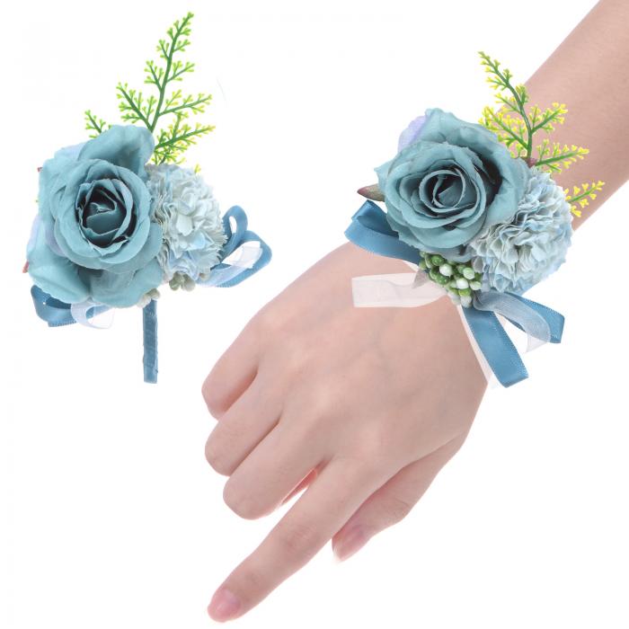 M METERXITY 1セットのリストコサージュとブートニアセット ウェディング パーティー プロム 装飾用の人工リストコサージュとメンズブートニア フラワー...