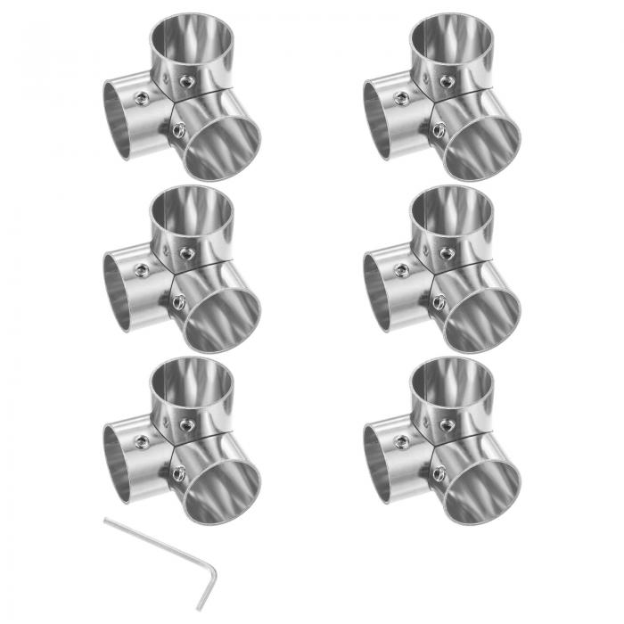M METERXITY 6パック 構造用パイプコネクタ 右角度ティーパイプフィッティングステンレススチールパイ..
