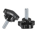 M METERXITY 2個入り スタークランピングノブ 機械/電子機器/家具/傘ベース用 M8x25mmメススレッド手締めネジ 機械ハンドル交換[39mm 黒...