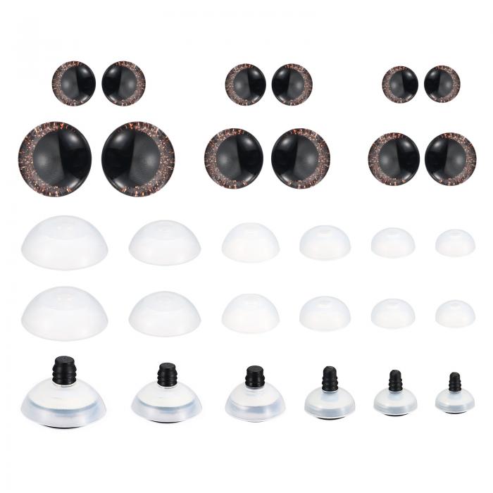 PATIKIL 14-30mm フラッシュセーフティアイ 34セットの人形の目とワッシャー付きの柔らかいボタン リアルなカラフルな編み目のセーフティアイ デコクロシェアクセサリー人形クラフト ブ ラウン