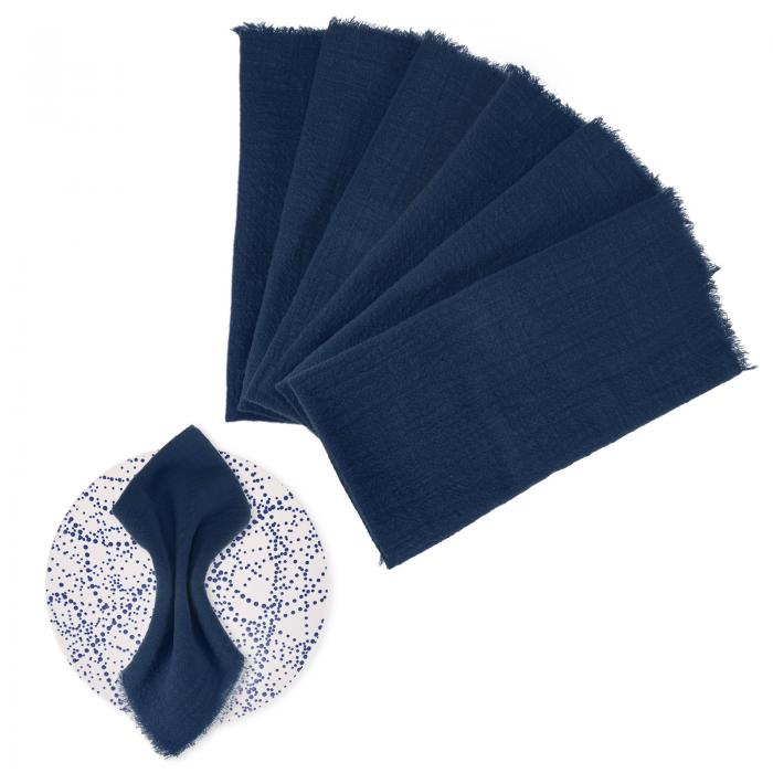 M METERXITY 6パックの布ナプ キン 17" x 17"( 縦 x 横 ) コ ットンリネン製のフリンジ付き秋のナプ キ..