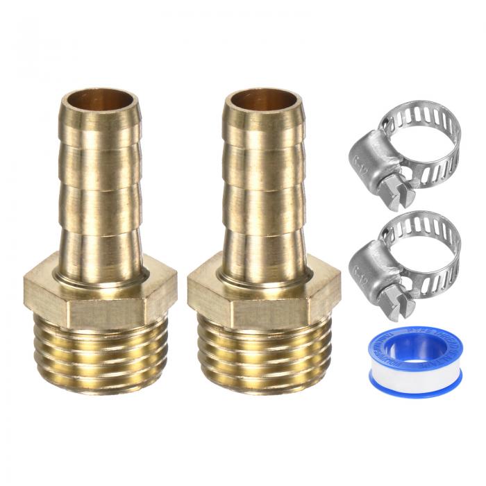 M METERXITY 2個入り真鍮ホースバーブフィッティング 8mm x G1/4 メスカップルホースコネクター ステン..